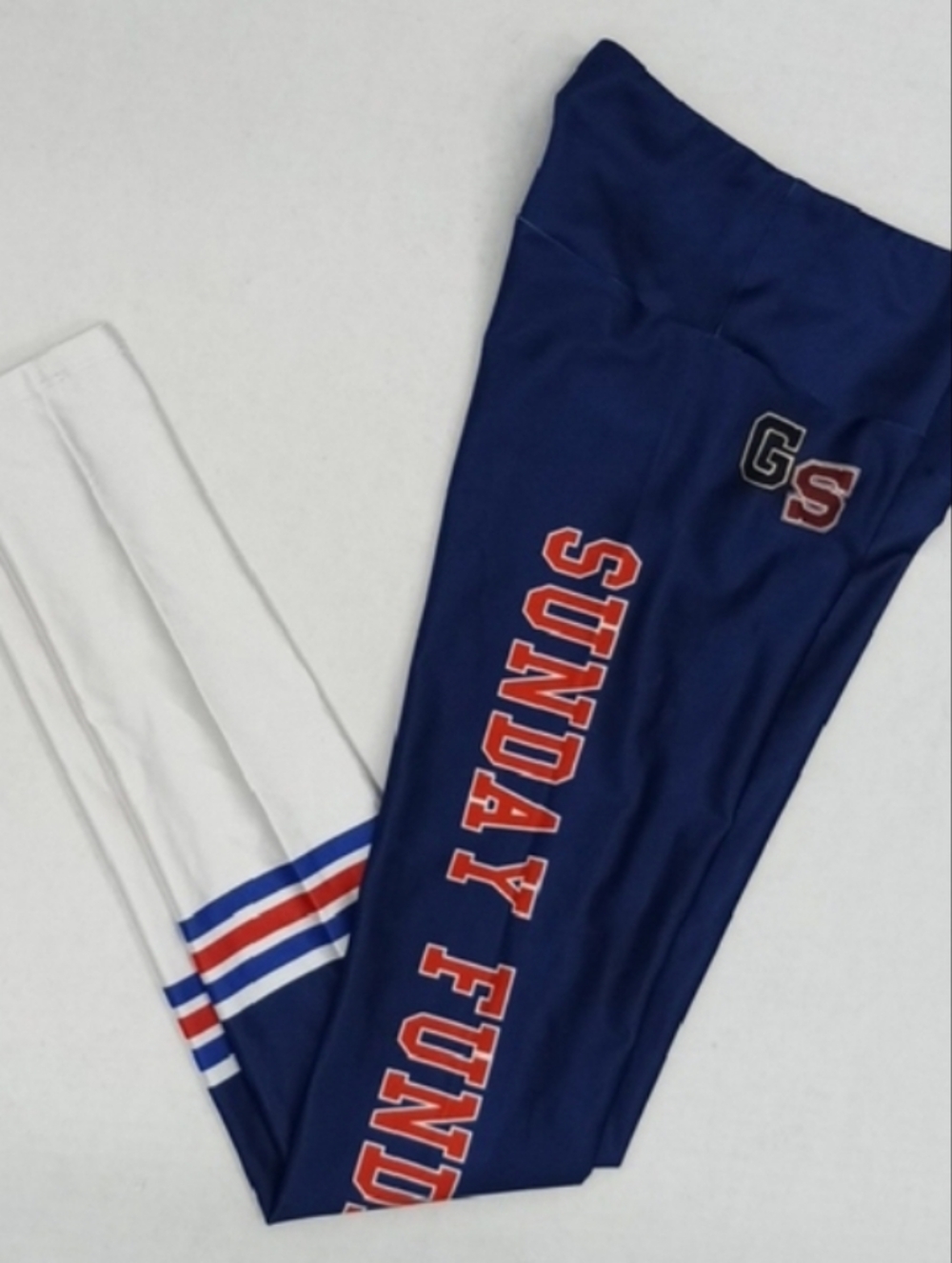 Goldsheep Navy Athletic legging with Red Lettering and Colorful Stripes Size XS